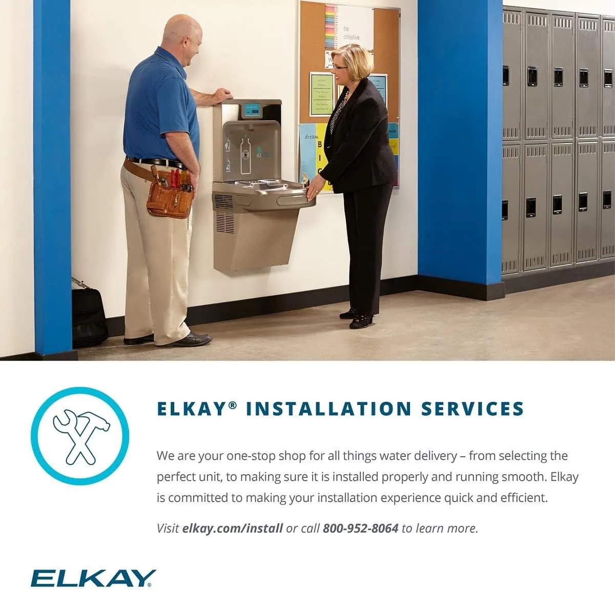 Elkay LZS8WSSK Enhanced ezH2O Bottle Filling Station & Single ADA Cooler Refrigerated Stainless High Capacity Lead Reduction Quick Filter Change