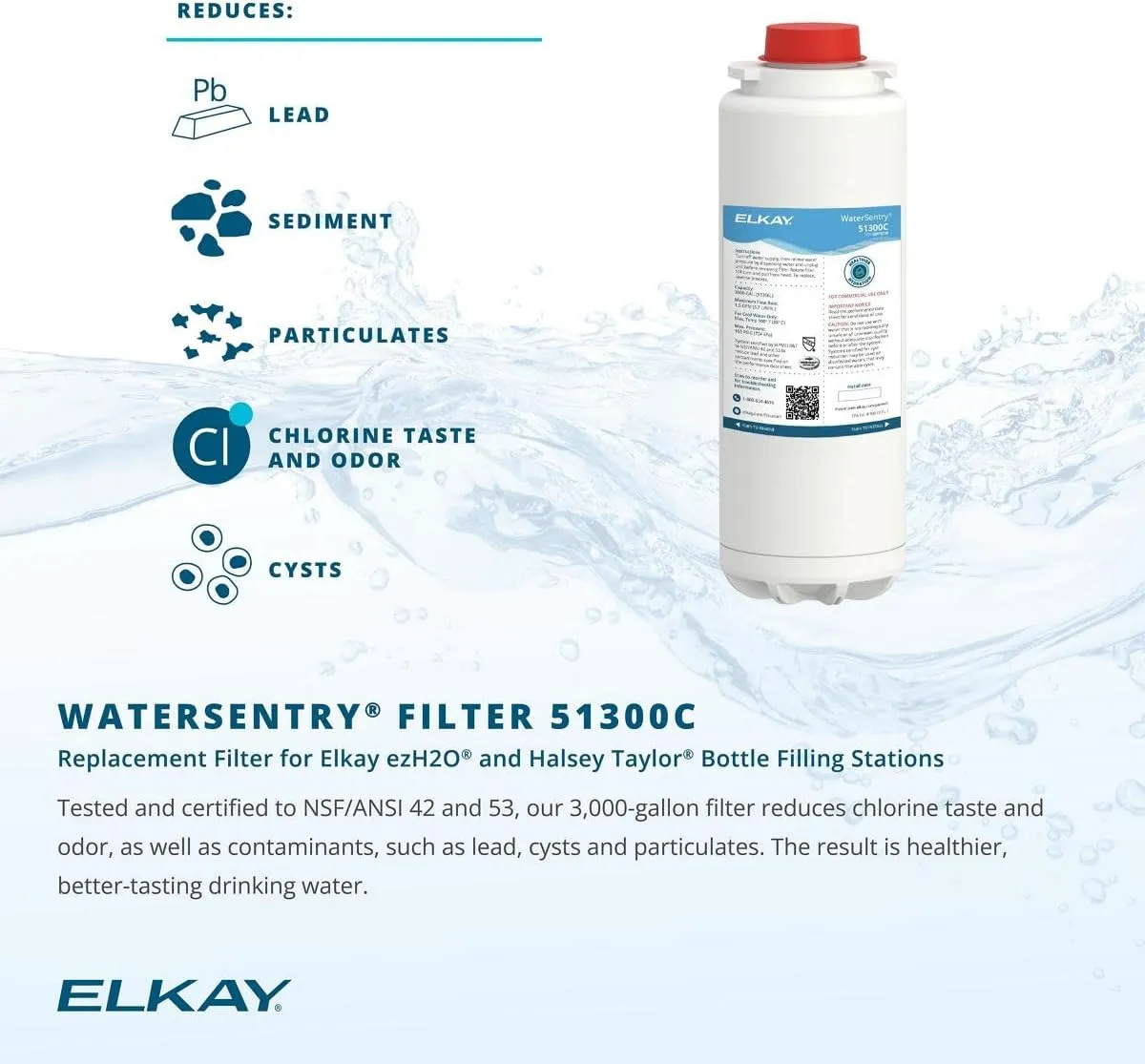 Elkay LZS8WSSK Enhanced ezH2O Bottle Filling Station & Single ADA Cooler Refrigerated Stainless High Capacity Lead Reduction Quick Filter Change