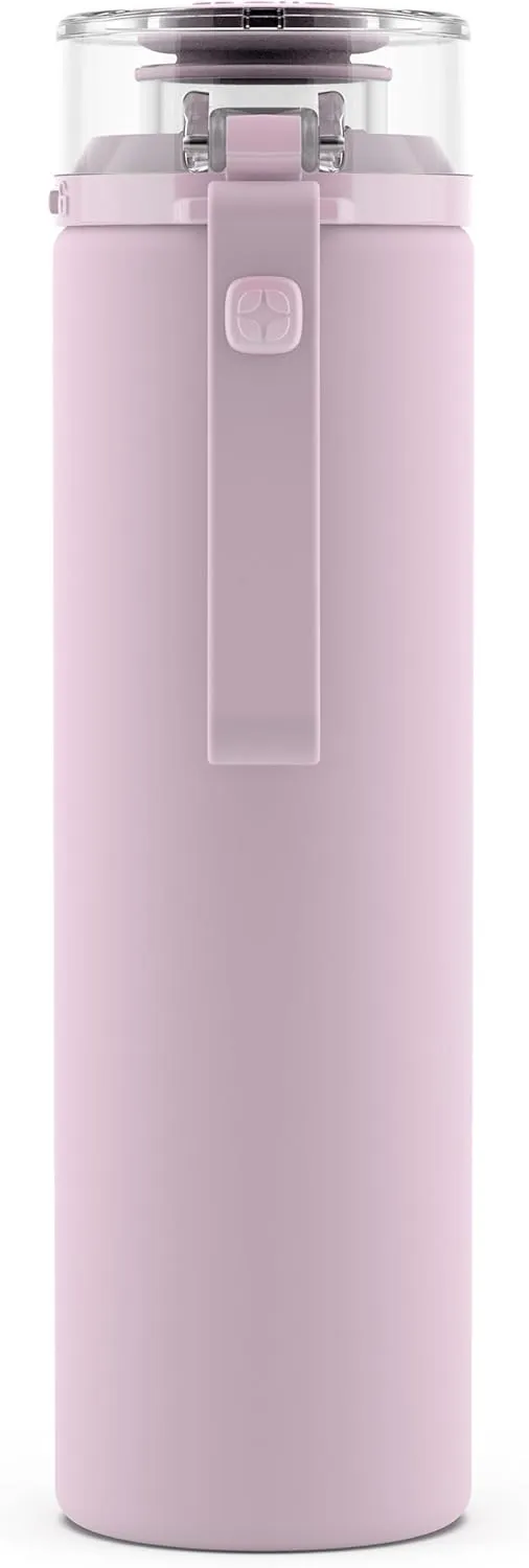 Ello Syndicate 20oz Reusable Glass Water Bottle with One-Touch Leak Proof Flip Lid and Protective Non-Slip Silicone Sleeve and Carry Loop for Coffee, Tea and Water, BPA-free Dishwasher Safe