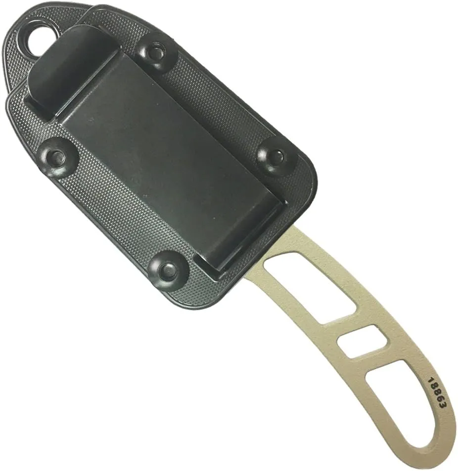 ESEE Authentic Candiru Tactical Survival Knife - Molded Sheath Belt Clip Plate (Desert Tan Blade, Black Molded Sheath)