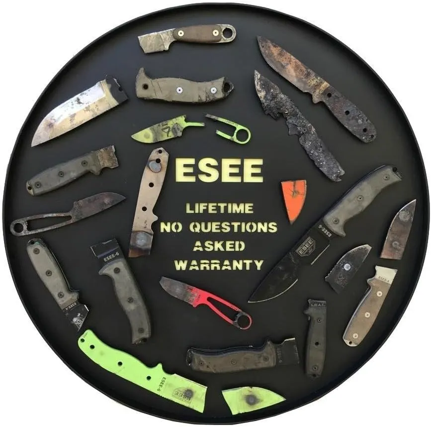 ESEE Authentic Candiru Tactical Survival Knife - Molded Sheath Belt Clip Plate (Desert Tan Blade, Black Molded Sheath)