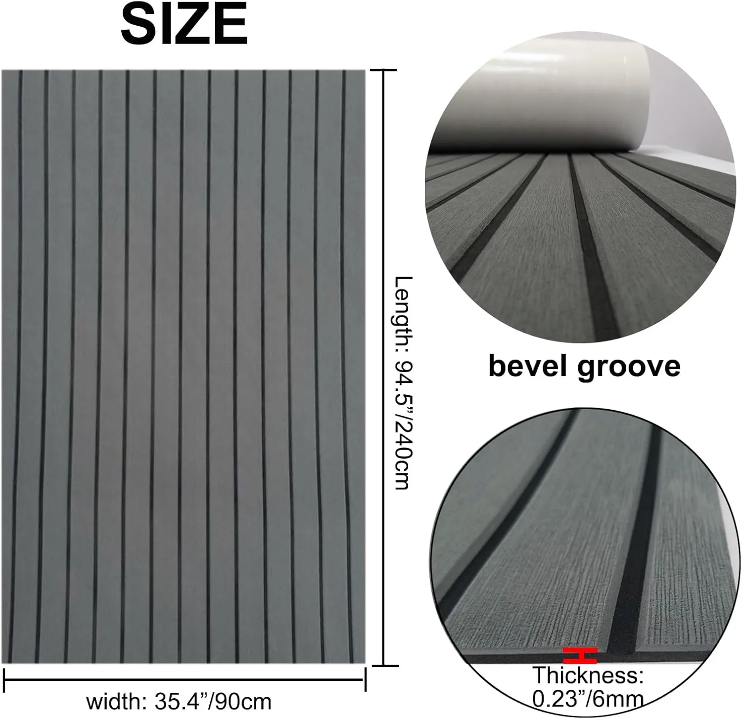 EVA Foam Boat Flooring 94.5"× 35.4" Self-Adhesive Non-Slip Boat Deck Mat Traction Pad for Boats Yacht Swim Platform RV Floor Kayak Surfboard Golf Cart