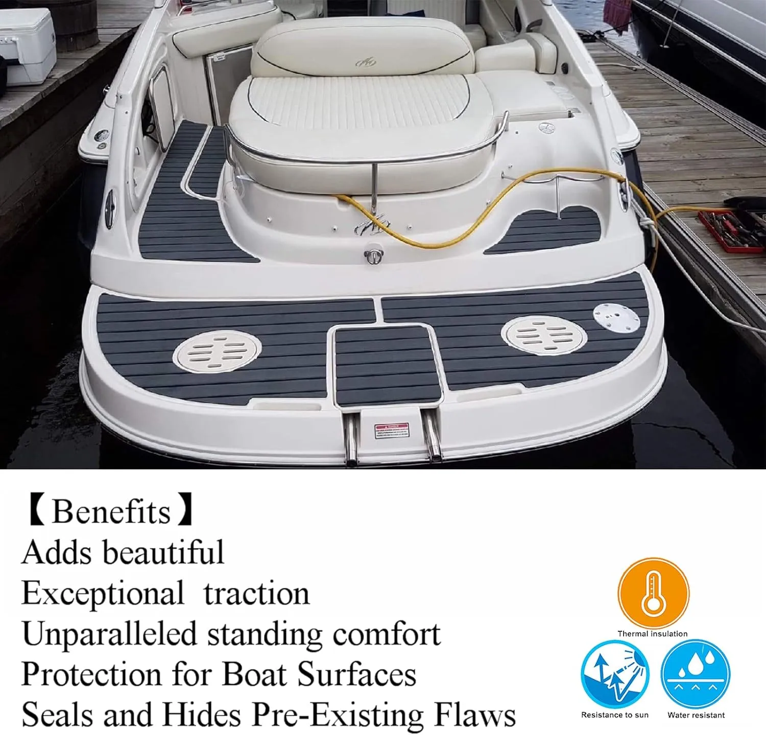 EVA Foam Boat Flooring 94.5"× 35.4" Self-Adhesive Non-Slip Boat Deck Mat Traction Pad for Boats Yacht Swim Platform RV Floor Kayak Surfboard Golf Cart