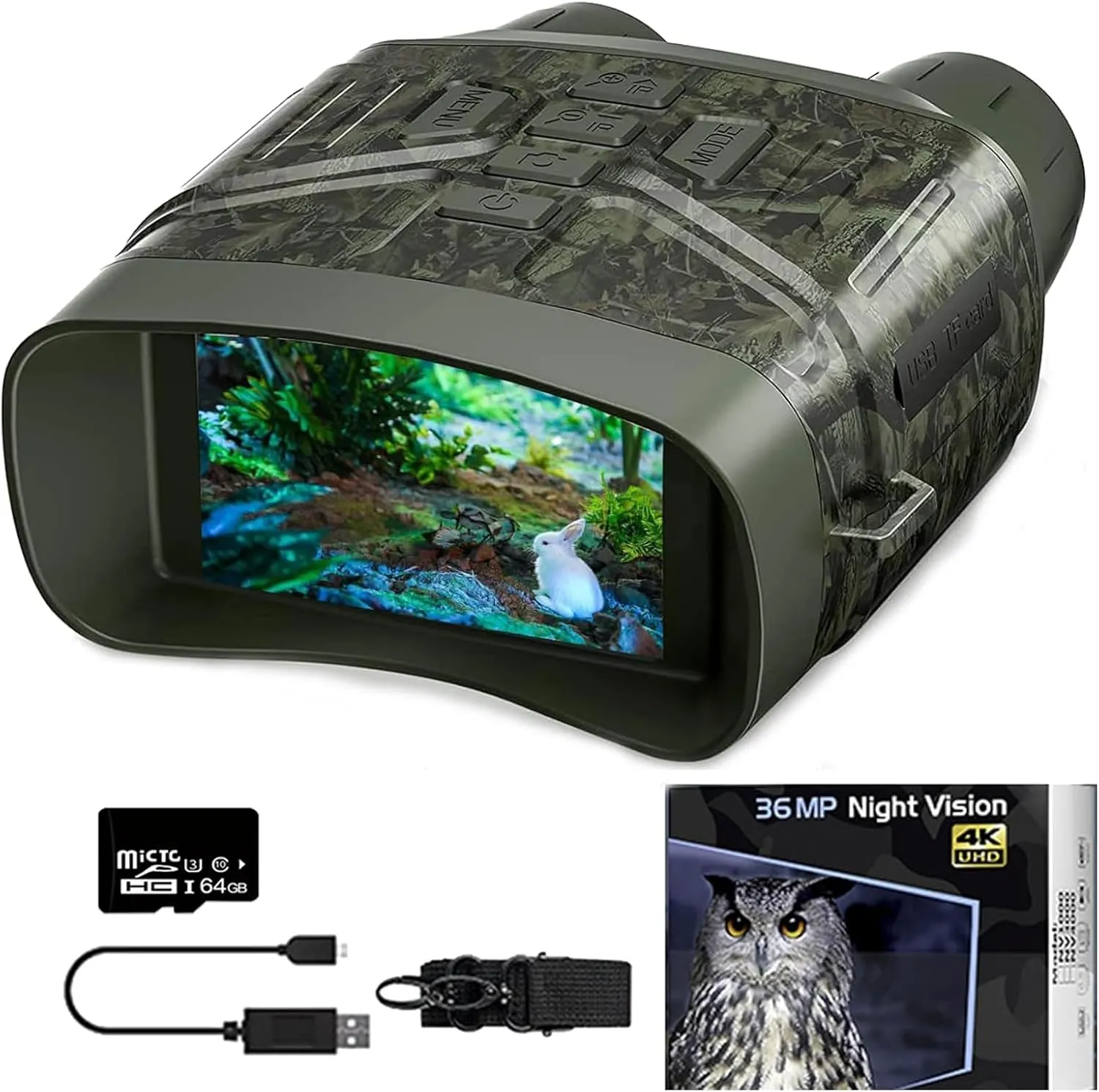 Evontura Night Vision Goggles, Evontira Ultraclear Night Vision Binoculars, 4k Night Vision Binoculars with 32G Card, 4000 mAh Large Battery