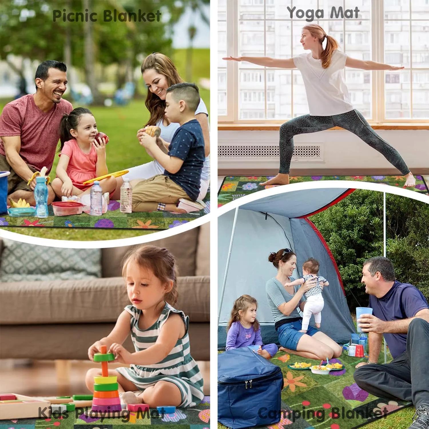 Extra Large Picnic Blankets Waterproof Foldable (60 "x 80") Beach Blanket Waterproof Sandproof,3-Layer Thicking Mat Outdoor Packable Camping Blanket