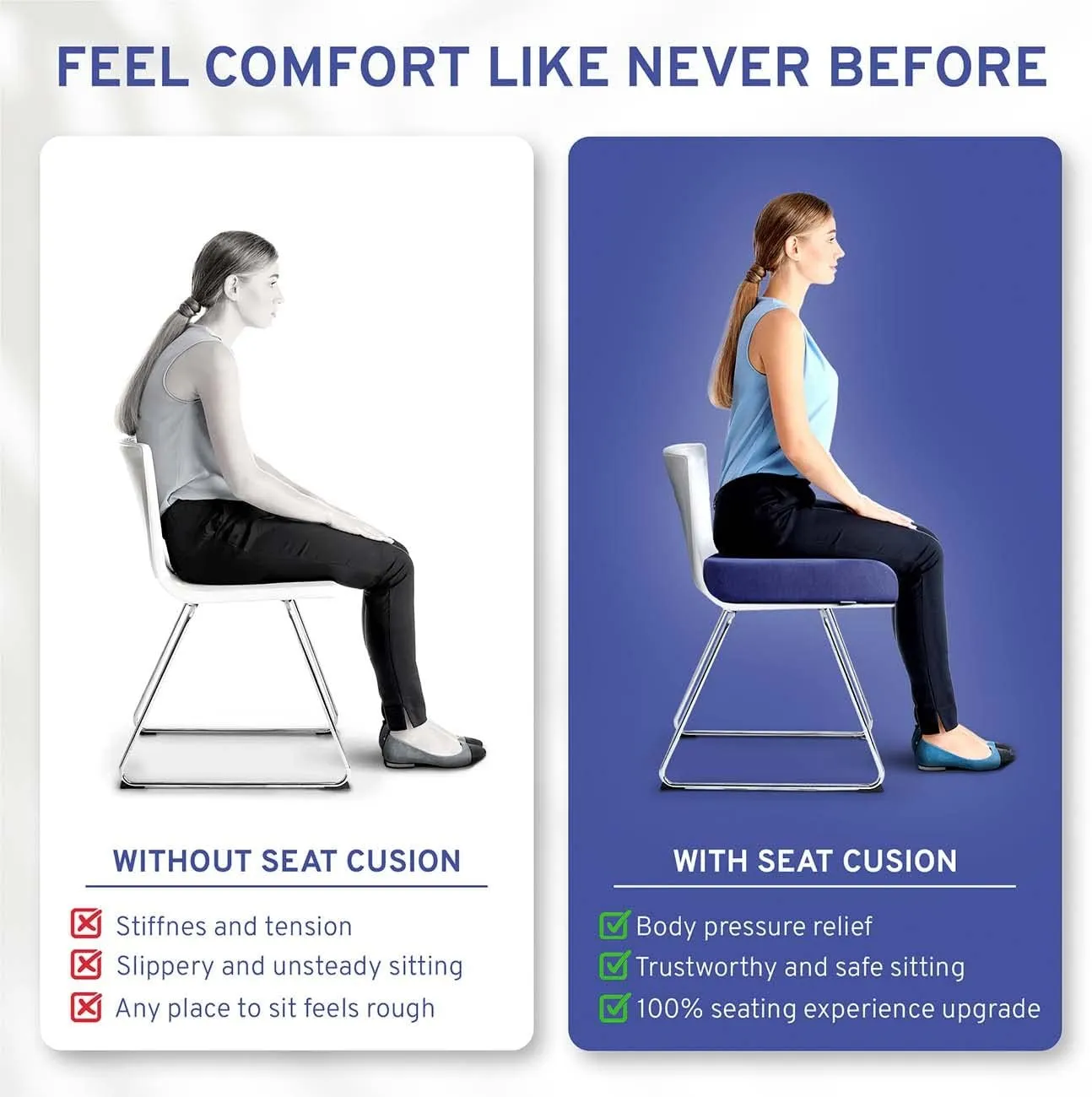 Extra Large Wheelchair Seat Cushion - Firm Memory Foam Chair Pad for Wheelchair, Recliner, Office, Car & Bariatric Overweight Users 19”x17”x3”