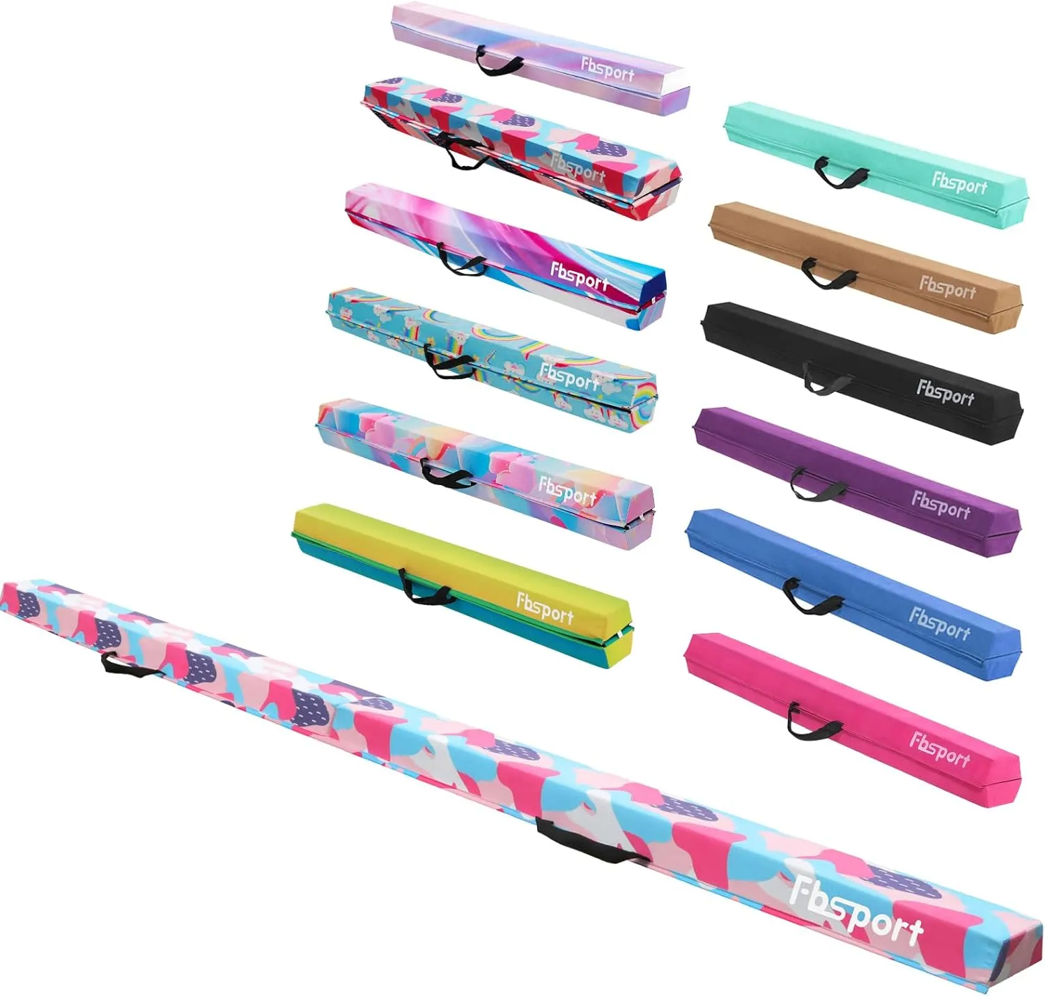 FBSPORT 8ft Balance Beam: Folding Floor Gymnastics Equipment for Kids Adults,Non Slip Rubber Base, Gymnastics Beam for Training, Practice, Physical Therapy and Professional Home Training