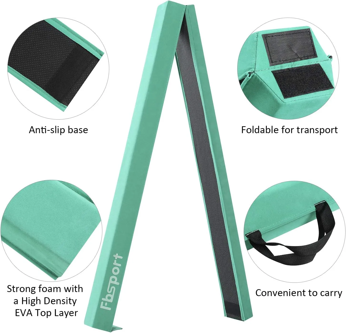 FBSPORT 8ft Balance Beam: Folding Floor Gymnastics Equipment for Kids Adults,Non Slip Rubber Base, Gymnastics Beam for Training, Practice, Physical Therapy and Professional Home Training