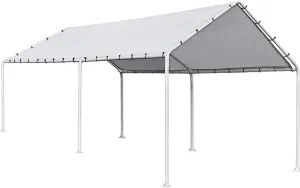 FDW 10'x20' Heavy Duty Galvanized Carport Waterproof Canopy Tent with Anchor Kit, Open-Sided Design for Cars and Outdoor Use