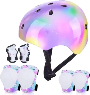 FIODAY Kids Helmet Knee Pads for Kids Unicorn Knee and Elbow Pads Wrist Guards Adjustable Protective Gear Set for Girls Boys Sports Skateboard Inline Skating Scooter