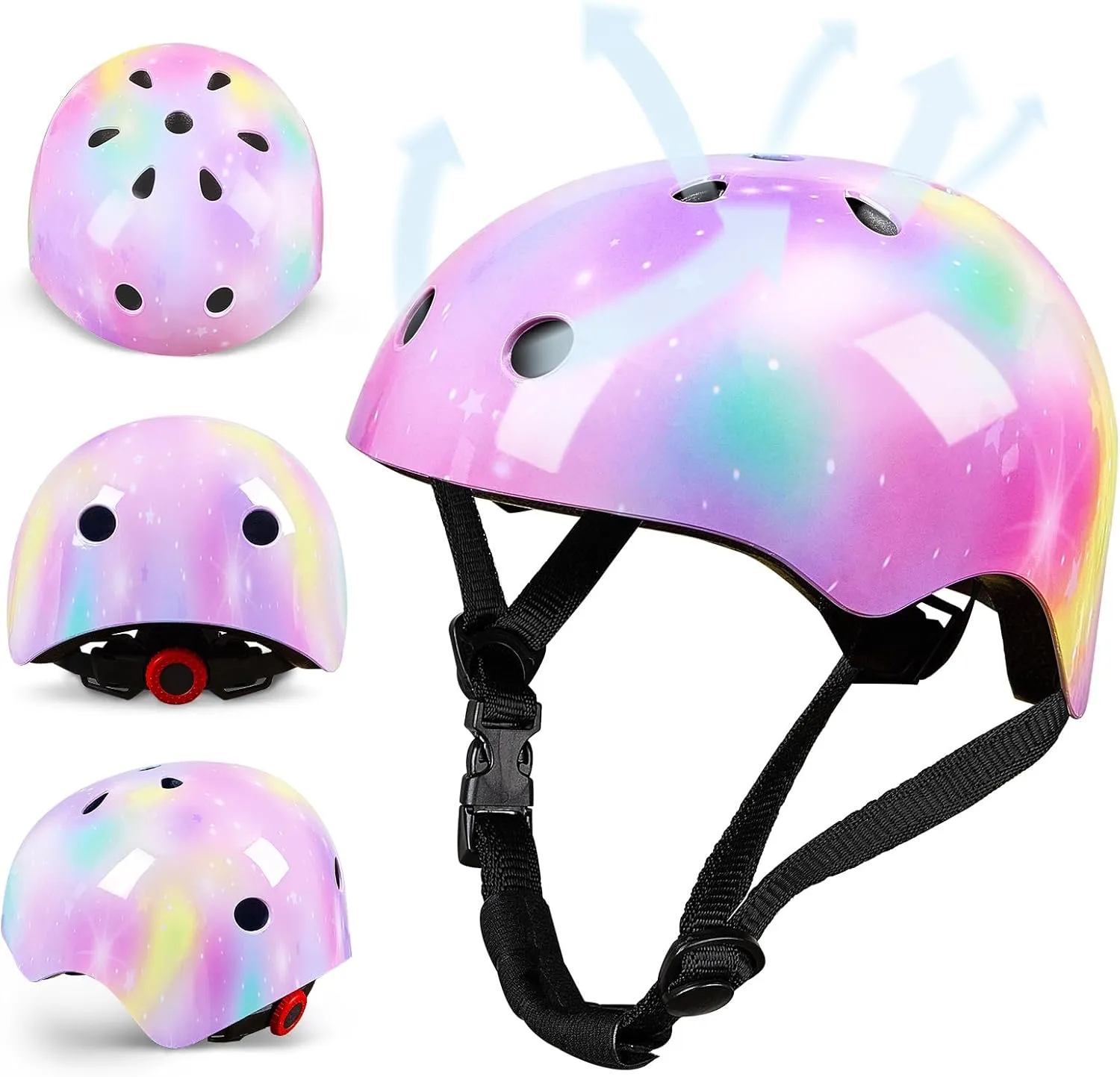 FIODAY Kids Helmet Knee Pads for Kids Unicorn Knee and Elbow Pads Wrist Guards Adjustable Protective Gear Set for Girls Boys Sports Skateboard Inline Skating Scooter