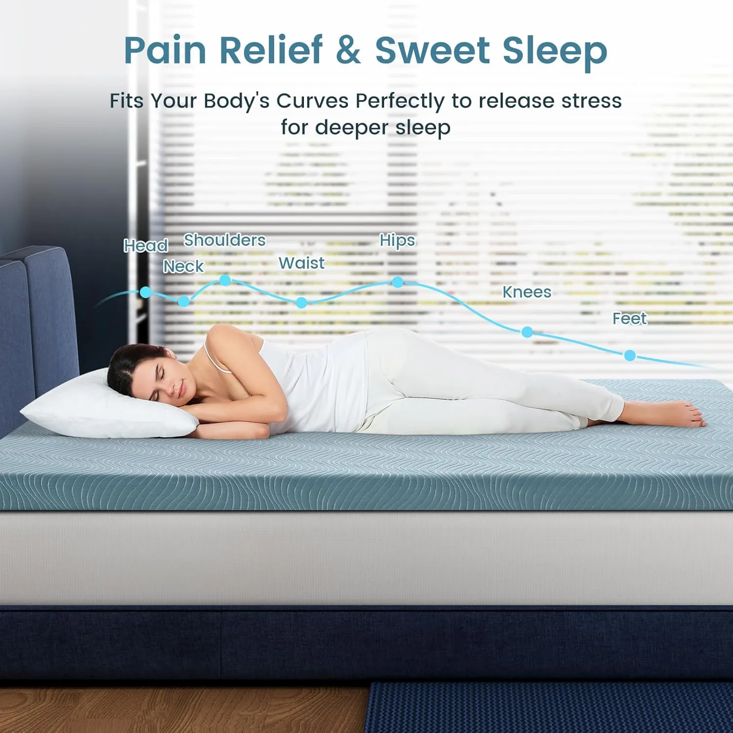 Firm Mattress Topper Queen Size,4 Inch Extra Firm Memory Foam Bed Toppers for Back Pain Relief, Cooling Mattress Pad for Back Sleepers & Spinal Alignment, CertiPUR-US Certified
