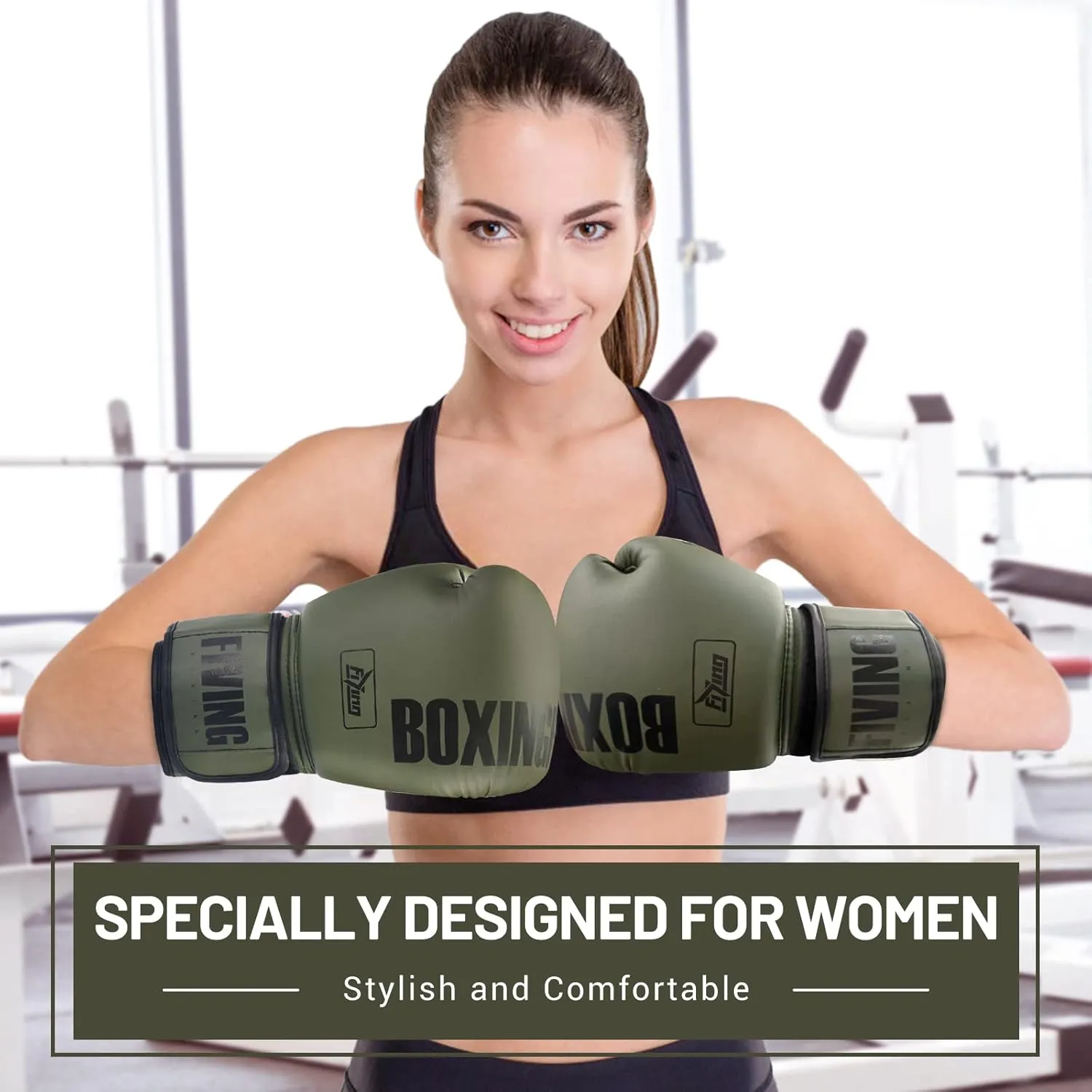 FIVING Pro Style Boxing Gloves for Women, PU Leather, Training Muay Thai,Sparring,Fighting Kickboxing,Adult Heavy Punching Bag Gloves Mitts Focus Pad Workout for Ladies