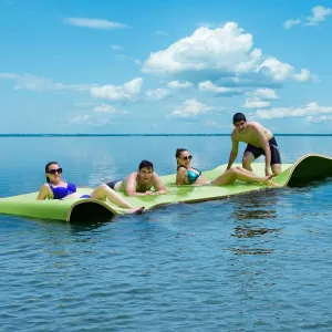 Floating Water pad, Tear-Resistant 3-Layer XPE Foam Floating Island, 12' x 6 Floating Mat with Storage Straps & Rolling Pillow Design for Lakes, Pools &Beach, Holds Up to 882lbs