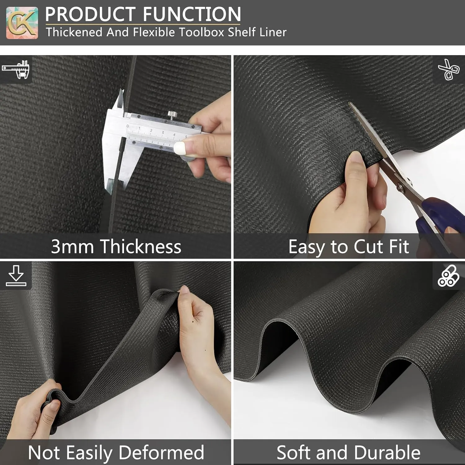 Foam Toolbox Liner Shelf Liner, Thickened Durable Pad Tool Box Mat for Protecting Your Tools, Work Surfaces, Garage, Chest -Black 3mm Thickness, 20 inch*24 ft