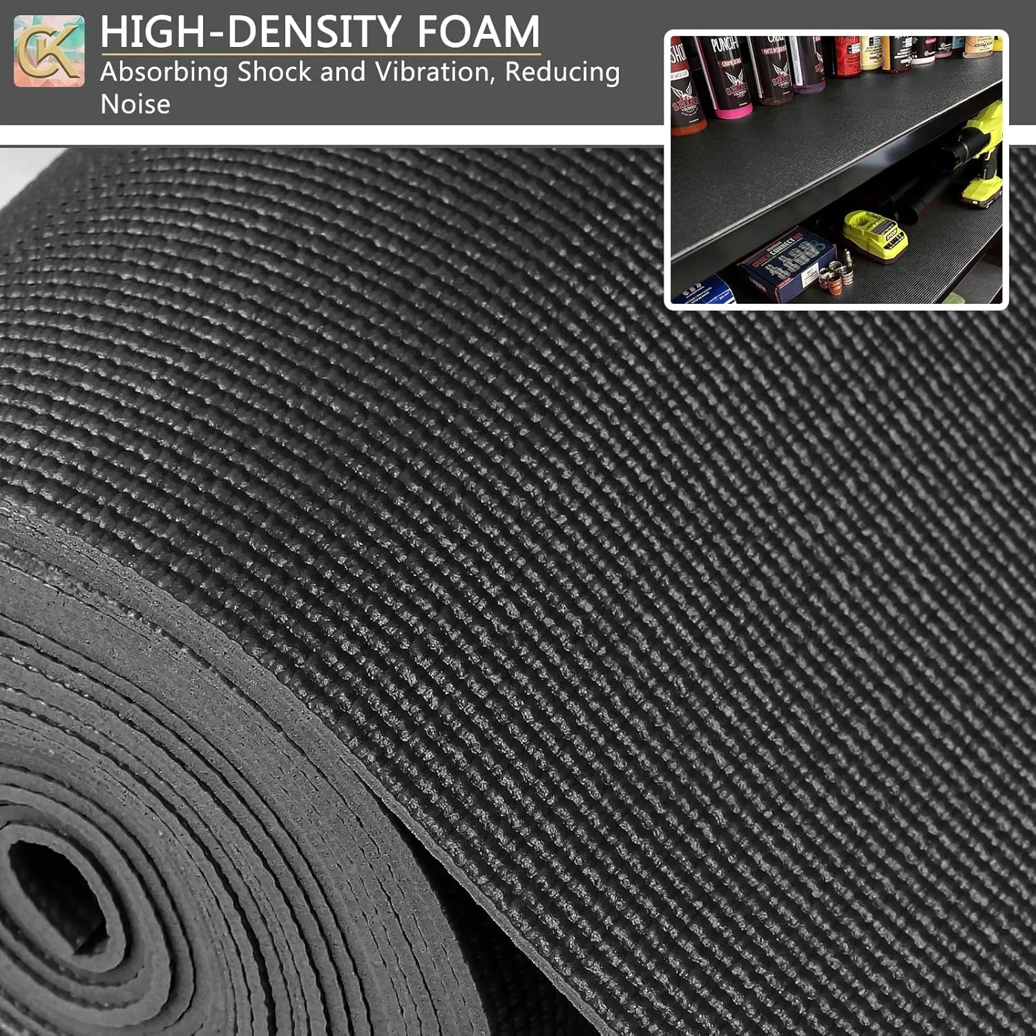 Foam Toolbox Liner Shelf Liner, Thickened Durable Pad Tool Box Mat for Protecting Your Tools, Work Surfaces, Garage, Chest -Black 3mm Thickness, 20 inch*24 ft