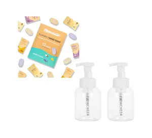 Foaming Hand Soap Tablet Refills  Pump Bottle Dispenser 12 OZ/350 ML Refillable with 12 Pack Variety Fragrance Soap Refills Tablet