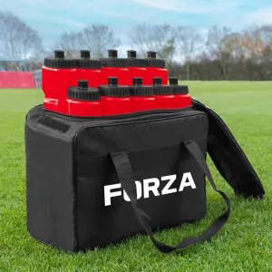 FORZA Team Sports Water Bottles | 25oz Capacity with Portable Carry Bag or Foldable Carrier - BPA-Free Plastic for Hydration on the Go (Carry Bag, Red)