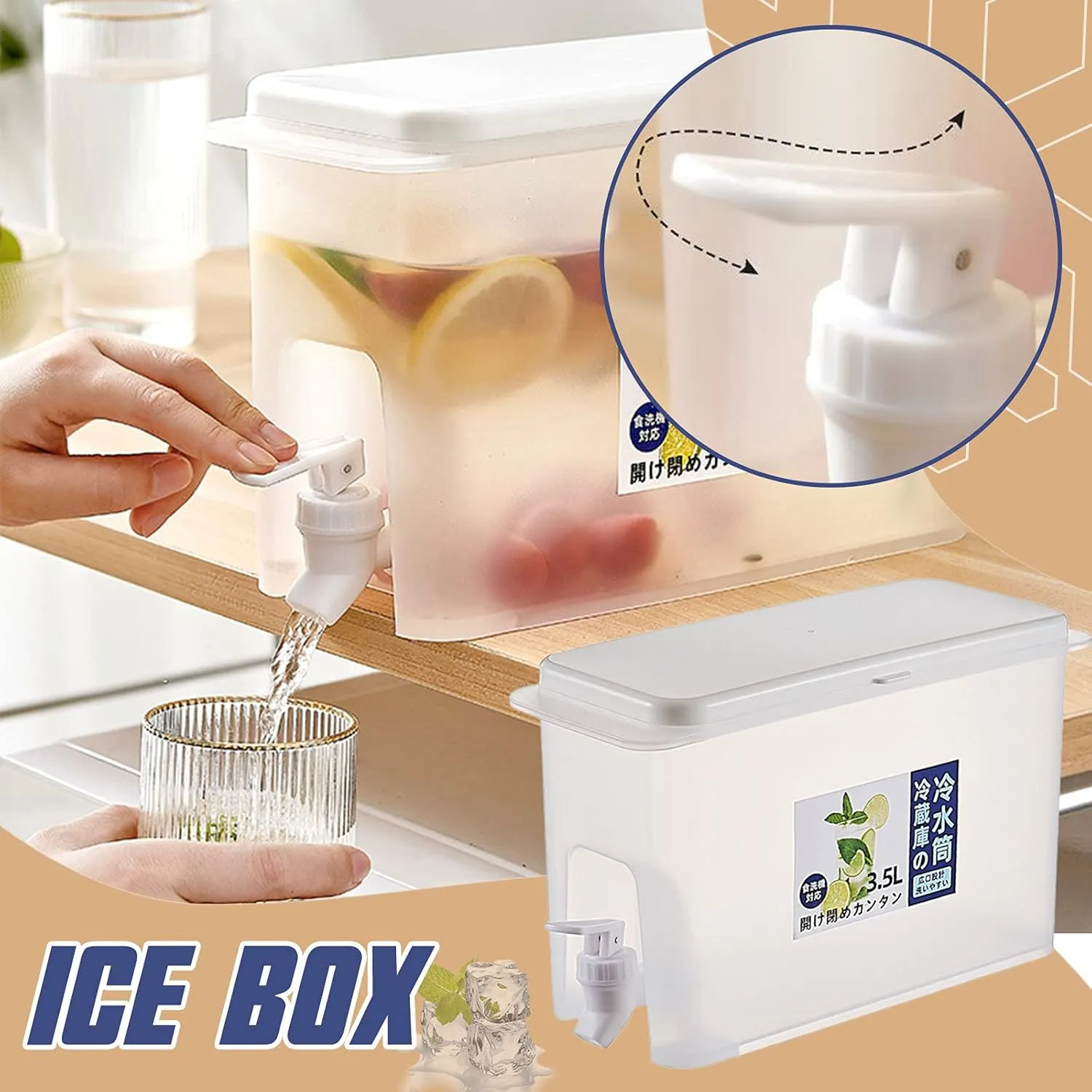 Fridge Drinks Dispenser, Water Dispenser For Fridge, Space-Saving Design with Measuring Scale for Daily Water Tracking Airtight Tap for Juices, Flavoured Waters & Cold Drinks
