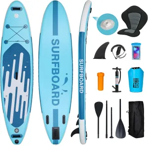 Fullwatt Inflatable Stand Up Paddle Board with Pulp Board, Kayak Seat, Non-Skid, etc， Ultralight Inflatable Paddle Board for Teens and Adults