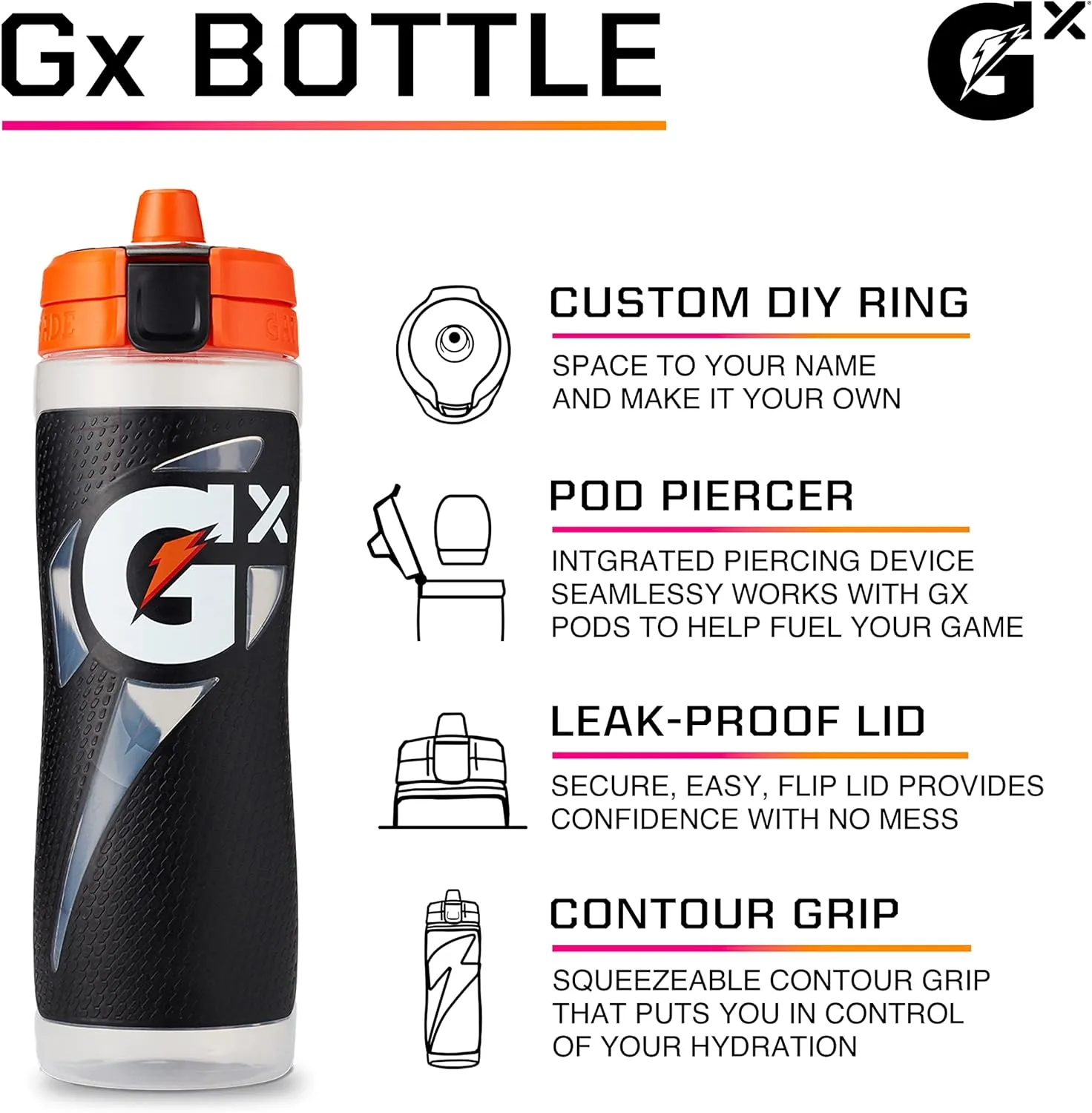 Gatorade Gx Bottle, Plastic, Navy, 30oz
