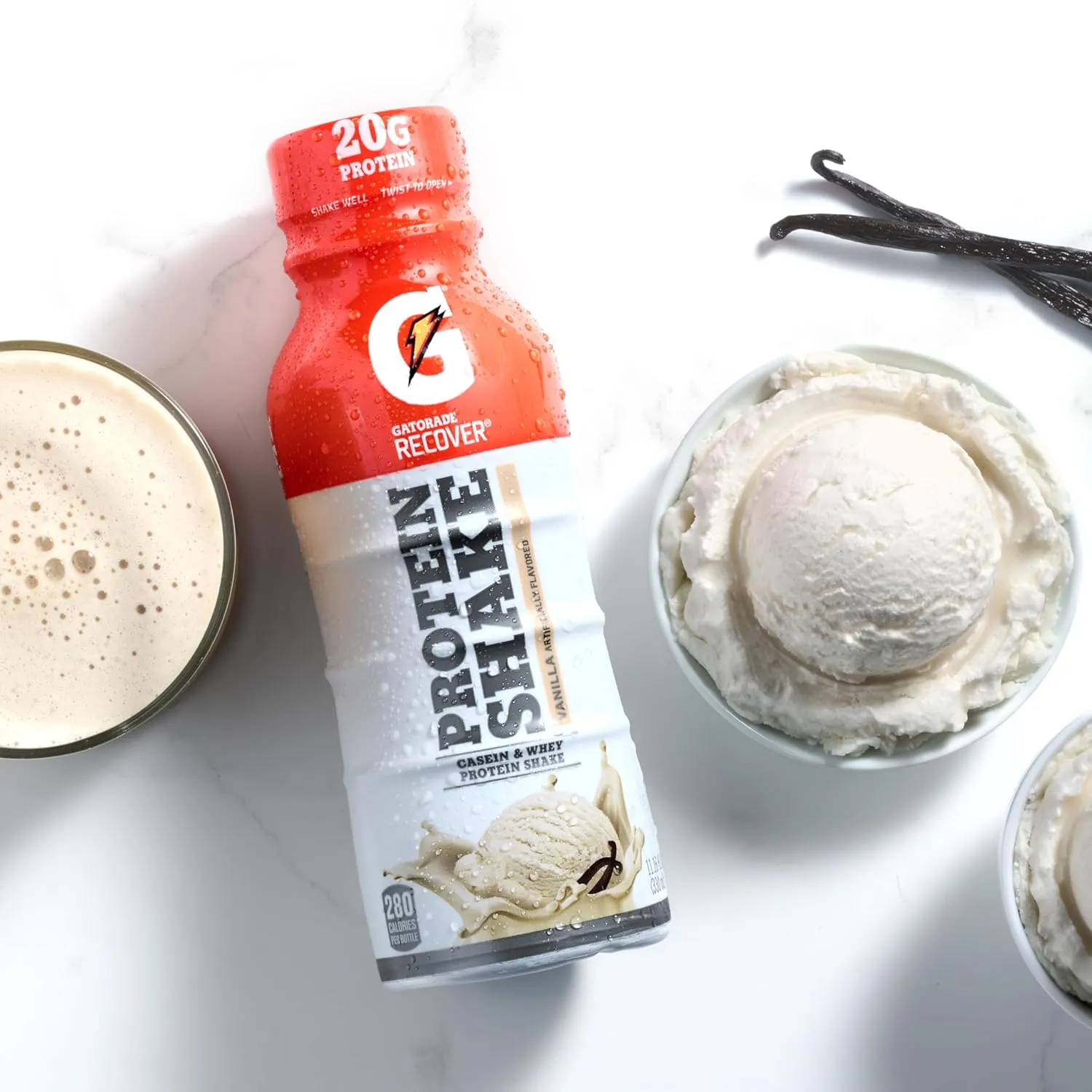Gatorade Recover Protein Shake, Vanilla, 20g Protein, 11.6 fl oz Plastic Bottle, Pack of 12