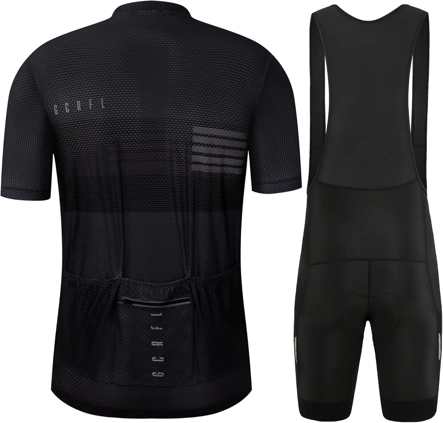 GCRFL Men's Cycling Jersey Sets Road Bike Jersey Riding Shirts Lightweight, Bib Shorts with Pockets Padded