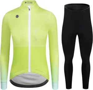 GCRFL Winter Thermal Women's Cycling Jacket Windproof Cold Weather Bike Pants Bicycle Clothing Set Softshell Windbreaker