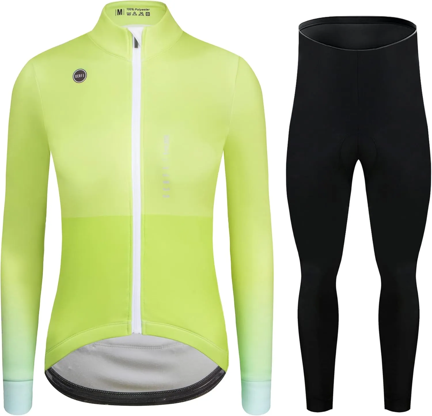 GCRFL Winter Thermal Women's Cycling Jacket Windproof Cold Weather Bike Pants Bicycle Clothing Set Softshell Windbreaker