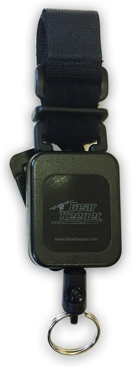 Gear Keeper Combo MOLLE Mount - Rotating Webbing Clip/Velcro Strap RT4-5170 - 3oz Retractable Force Lanyard - Flashlight Holder/Phone Pouch - Law Enforcement - Hunting - Military Gear - USA Made Black
