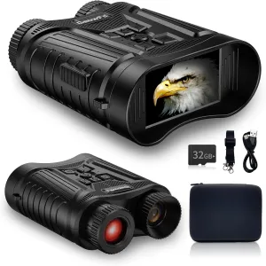 GeowFiiTech Night Vision Goggles & 4K Night Vision Binoculars - 5000mAh Rechargeable Infrared Digital Binoculars | 3" HD Screen | 850nm IR & 8X Zoom | 40M Photo 4K Video | Night Hunting Camping Men