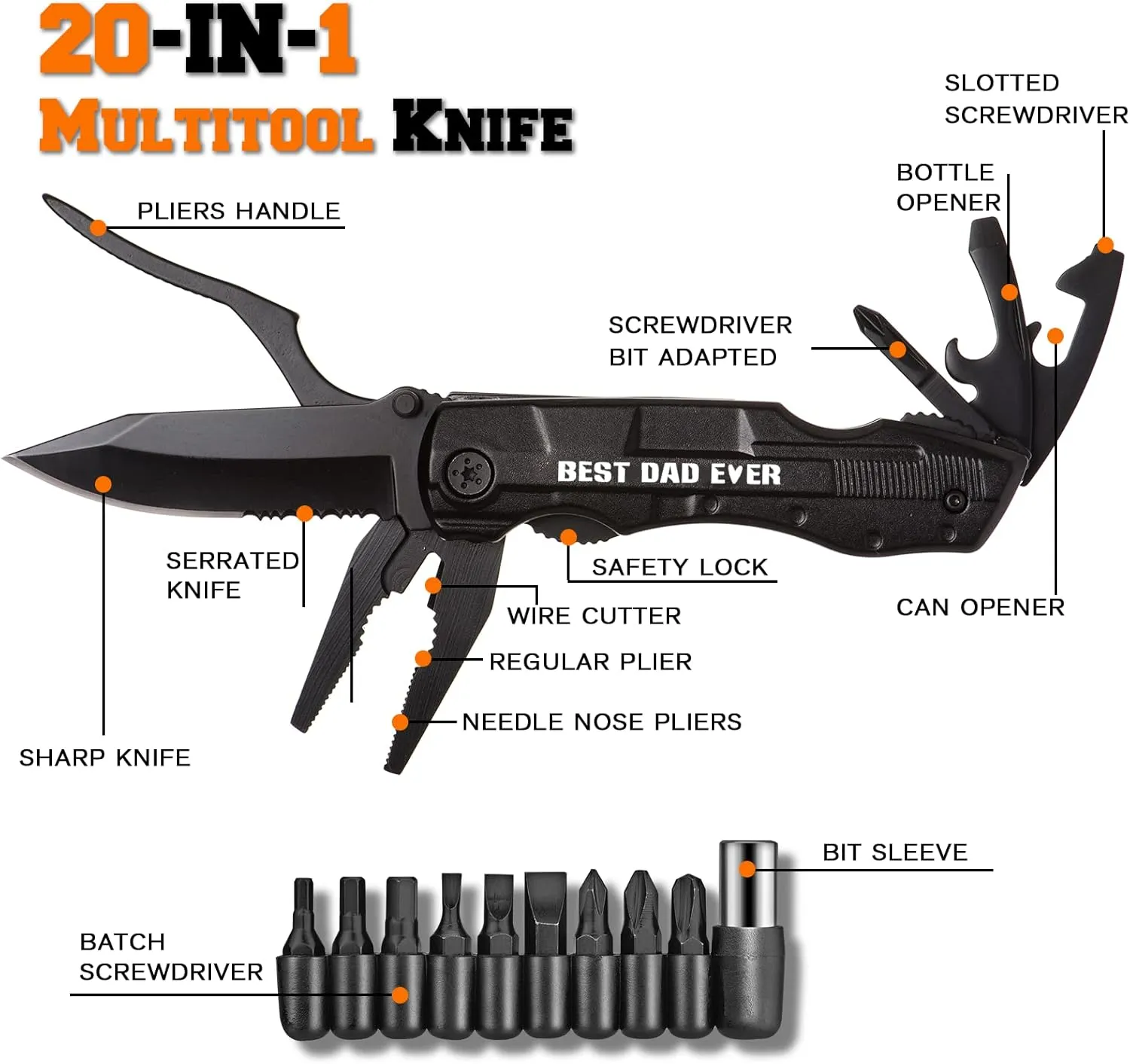 Gifts for Dad from Daughter, Fathers Day Birthday Gifts for Dad, Pocket Knife for Stocking Stuffers, Multitool Gadget for Christmas Dad Gifts, Stocking Stuffers for Dad