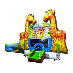Giraffe Safari Econo Bounce House with Slide (Wet/Dry)