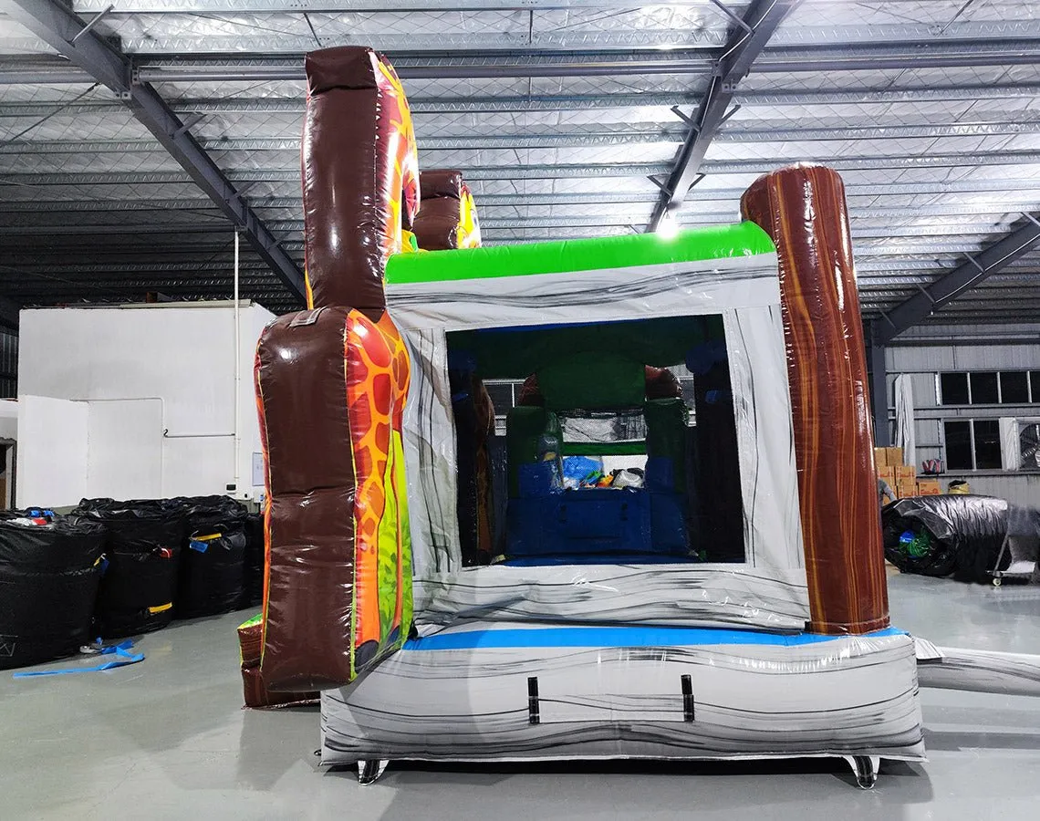 Giraffe Safari Econo Bounce House with Slide (Wet/Dry)