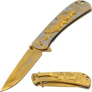GOLD Elk folding pocket Knife