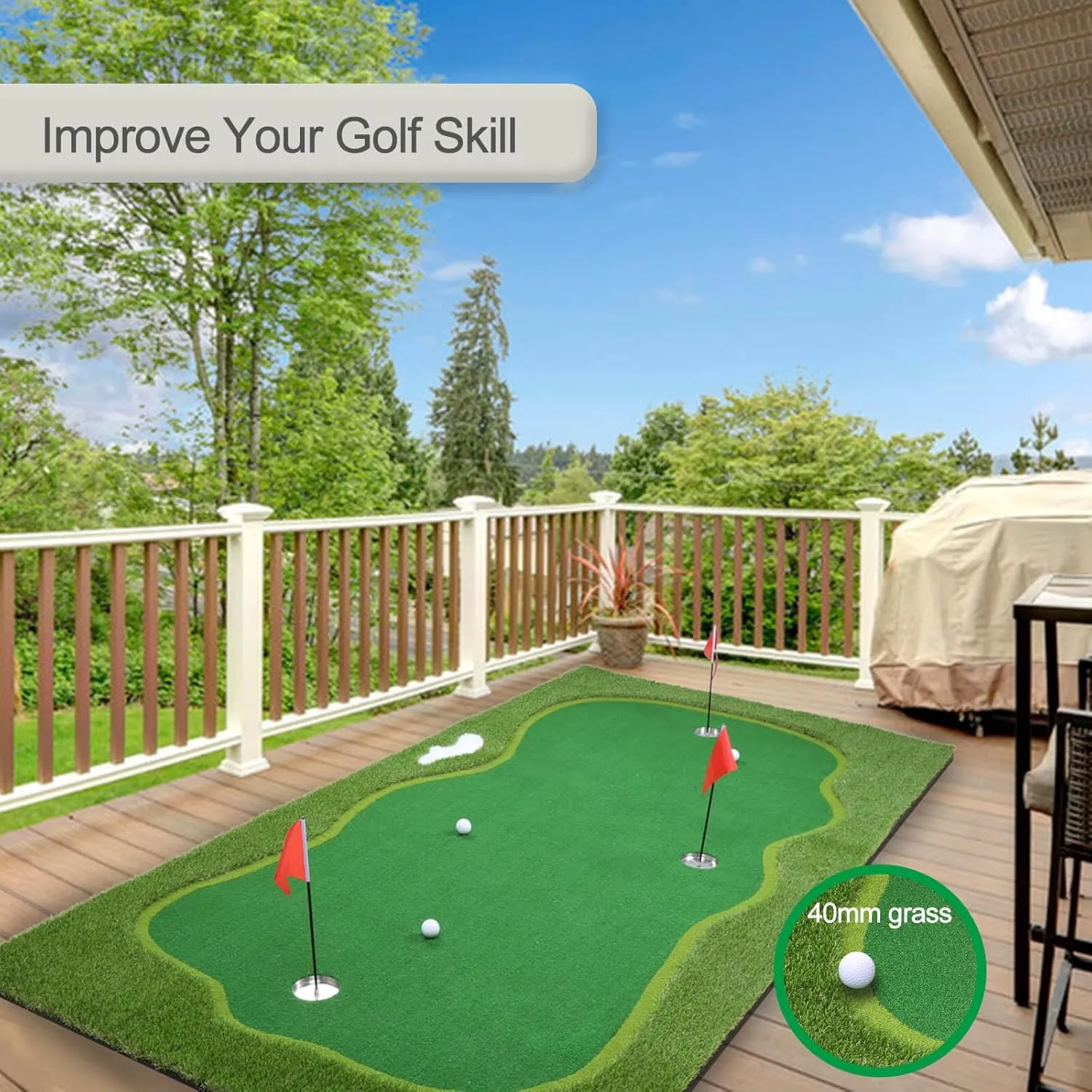 Golf Putting Green, Practice Putting Green Mat, Large Professional Golfing Training Mat for Indoor Outdoor…