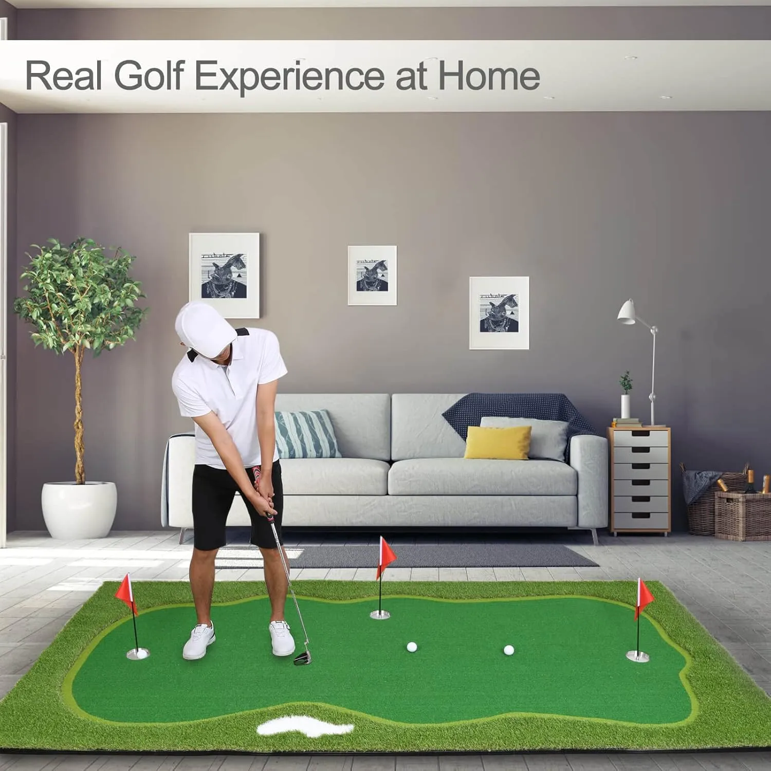 Golf Putting Green, Practice Putting Green Mat, Large Professional Golfing Training Mat for Indoor Outdoor…