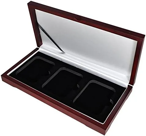 Guardhouse Wood Display Box for NGC/PCGS/Premier/Little Bear Elite Coins in Certified or Certified Style Holders/Slabs (Three Coin, Sedona Red Finish)