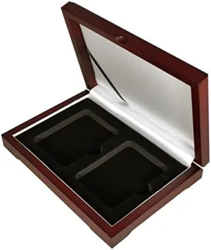 Guardhouse Wood Display Box for NGC/PCGS/Premier/Little Bear Elite Coins in Certified or Certified Style Holders/Slabs (Two Coin, Sedona Red Finish)