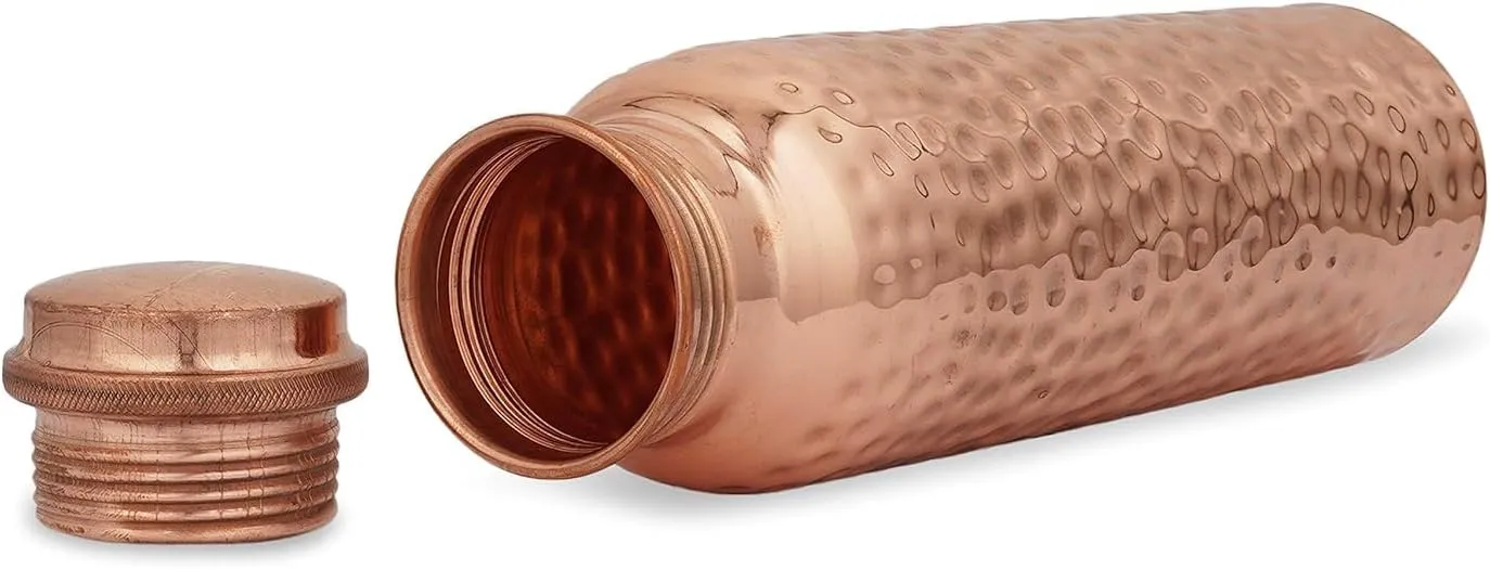 Handcrafted Pure Copper Water Bottle – 950 ML (32.5 Oz) Capacity | Hammered Design | 100% Pure Copper Water Bottle Vessel | Leak-Proof | Authentic Copper Bottle Pack of 3