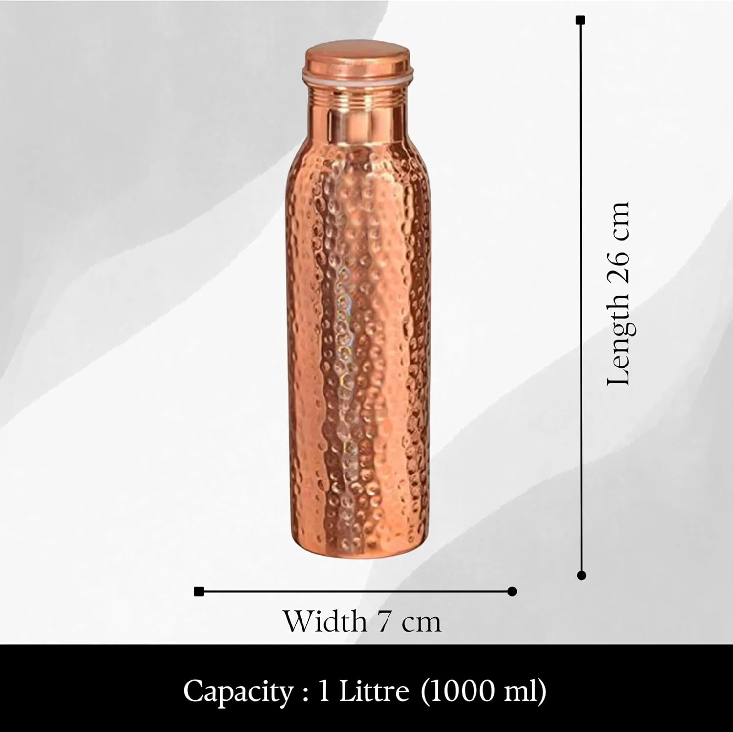Handcrafted Pure Copper Water Bottle – 950 ML (32.5 Oz) Capacity | Hammered Design | 100% Pure Copper Water Bottle Vessel | Leak-Proof | Authentic Copper Bottle Pack of 3