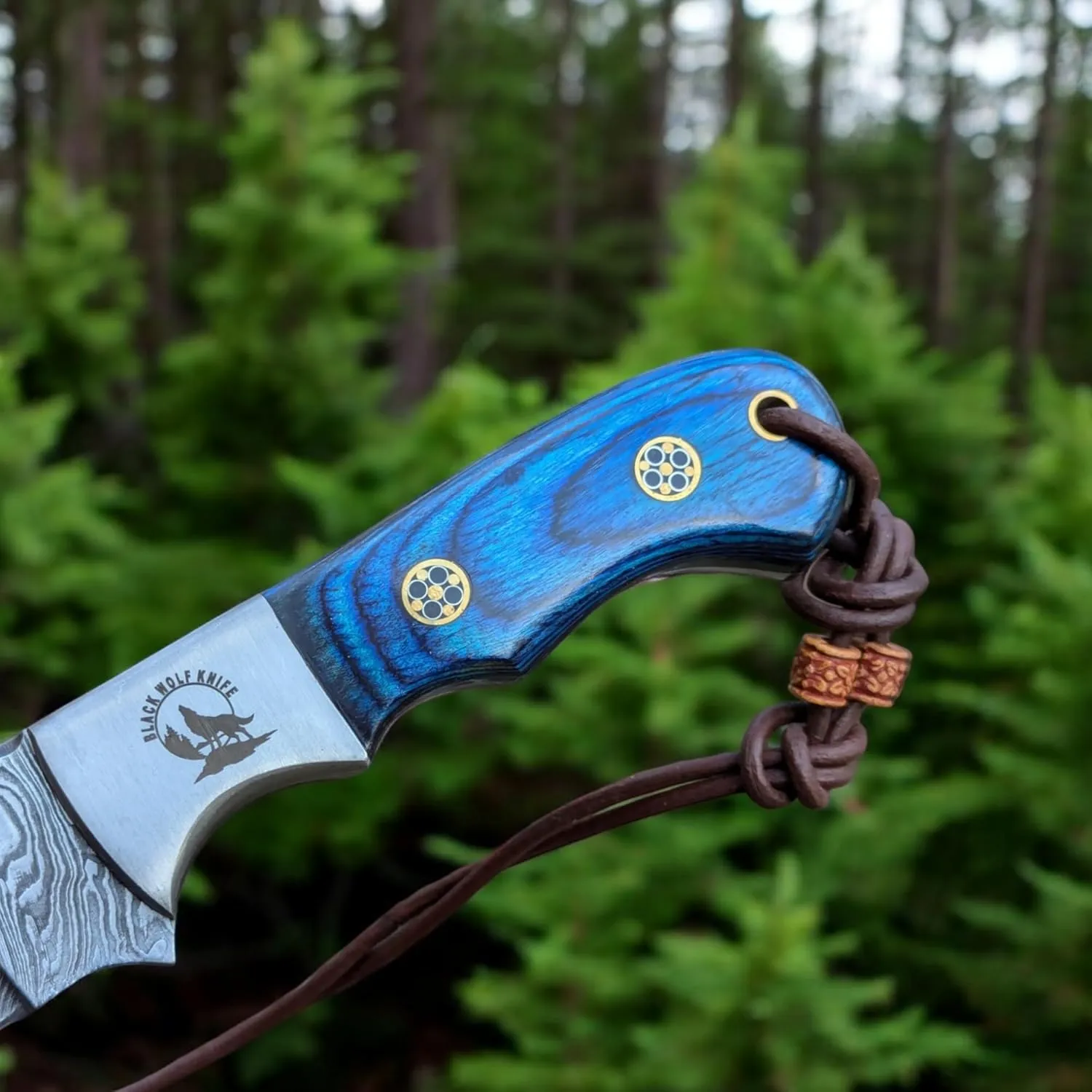 Handmade Damascus Steel Full Tang Hunting Knife With Leather Sheath
