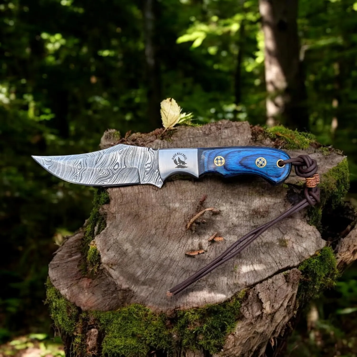 Handmade Damascus Steel Full Tang Hunting Knife With Leather Sheath