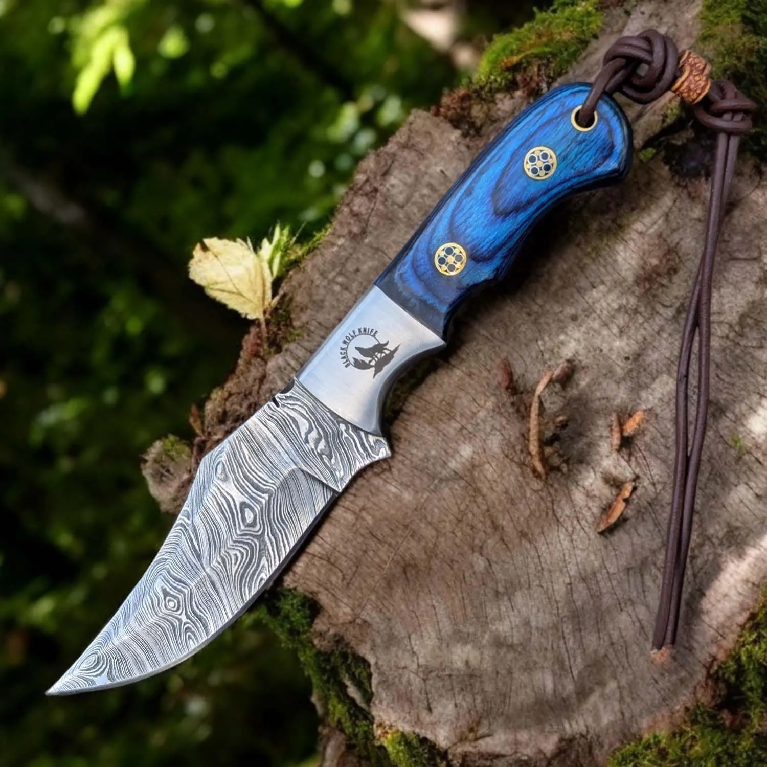 Handmade Damascus Steel Full Tang Hunting Knife With Leather Sheath