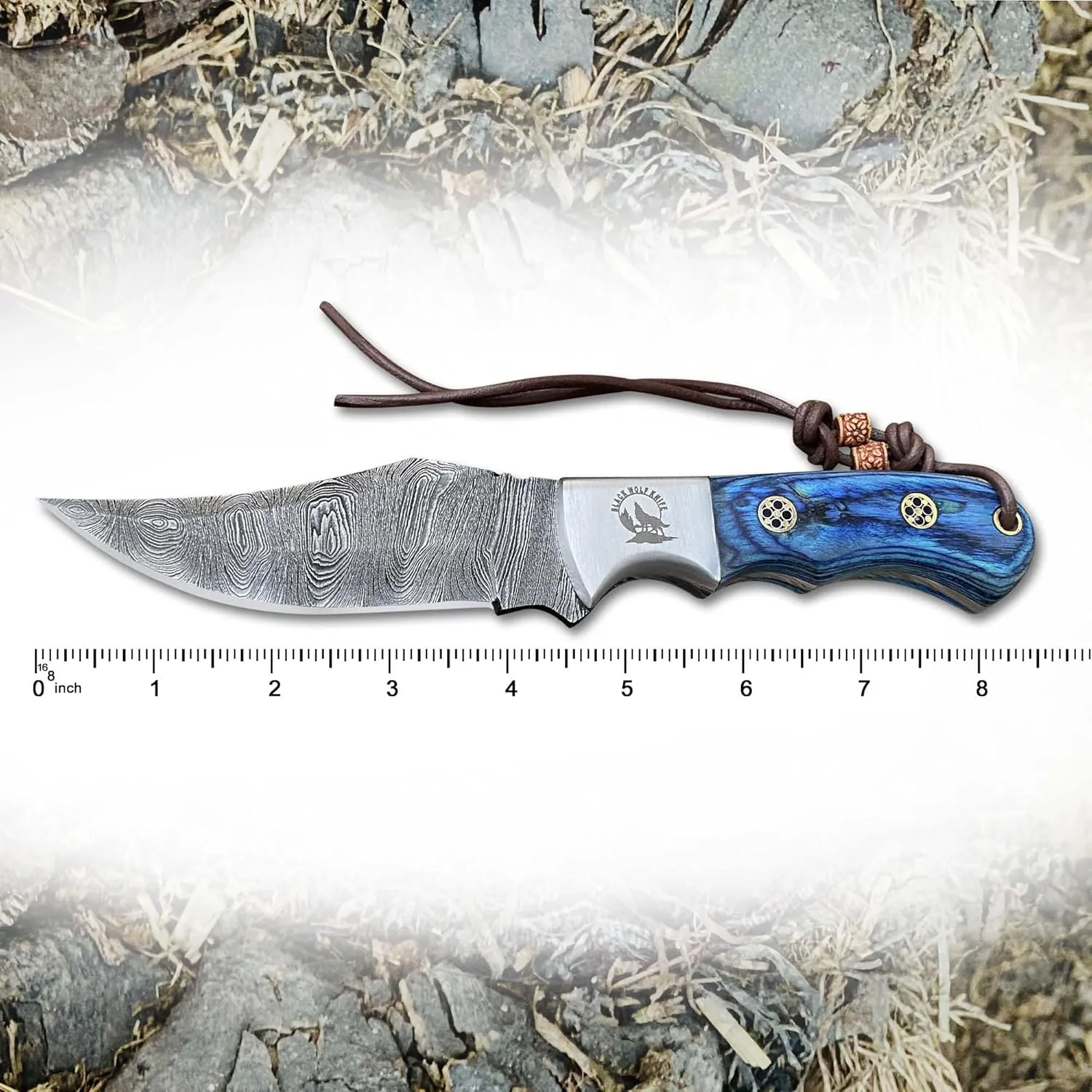 Handmade Damascus Steel Full Tang Hunting Knife With Leather Sheath