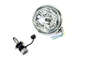HARLEY 5-3/4 inch Bates Style 12 Volt LED Headlamp Chrome fits 0-  Custom, application