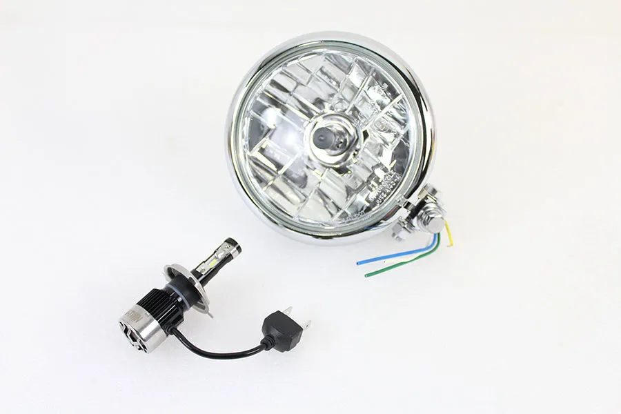 HARLEY 5-3/4 inch Bates Style 12 Volt LED Headlamp Chrome fits 0-  Custom, application