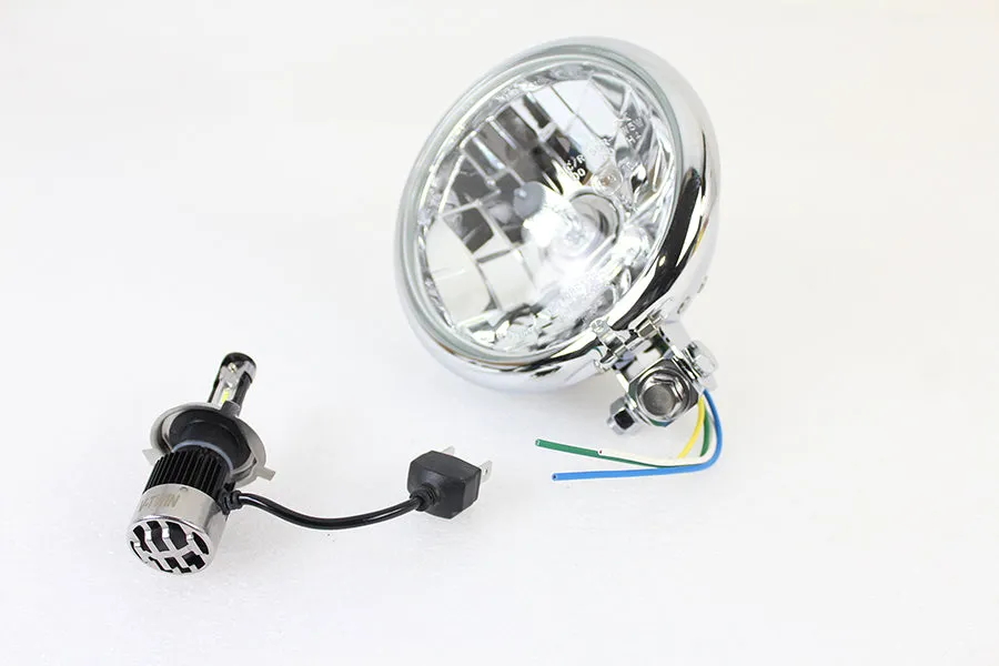 HARLEY 5-3/4 inch Bates Style 12 Volt LED Headlamp Chrome fits 0-  Custom, application