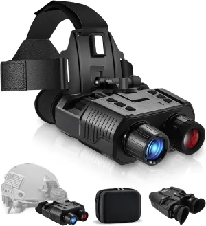 Head-Mounted Night Vision Goggles, 3D Night Vision Binoculars, 4X Digital Zoom and FOV 10° with Mount and Compatible Helmet, for Hunting & Surveillance, FHD 4K Video for Viewing 984ft