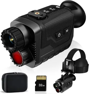 Head-Mounted Night Vision Goggles & Monocular - 7 IR Levels, 8X Digital Zoom, Rechargeable, Captures 4K Video & 36MP Photos, Ideal for Hunting & Camping